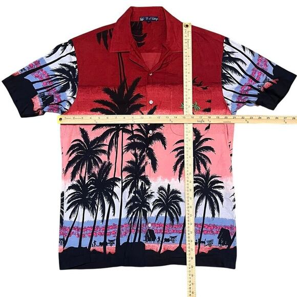 Vtg G.J. Cottage St. Thomas Floral Hawaiian Shirt Tropical Palm Embroidered Sz M - Picture 7 of 7